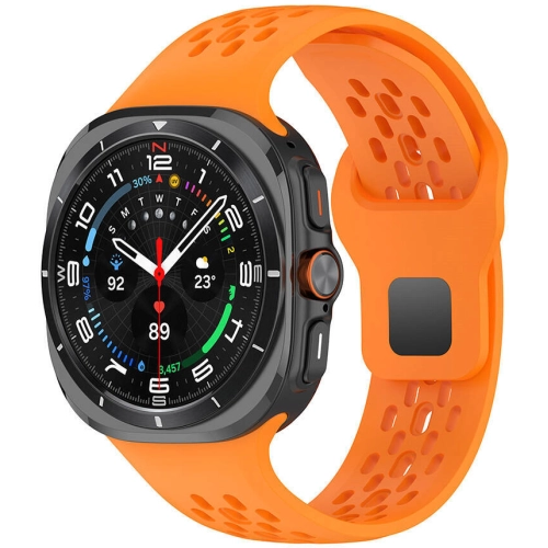 Samsung Galaxy Watch Ultra 47mm Kordon KRD-119 Delikli Tasarım Silikon Kordon - Turuncu