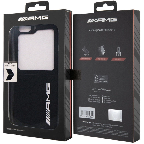 Samsung Galaxy Z Flip 5 Kılıf AMG Magsafe Şarj Özellikli Büyük Logo Dizayn Orjinal Lisanslı Kapak - Siyah