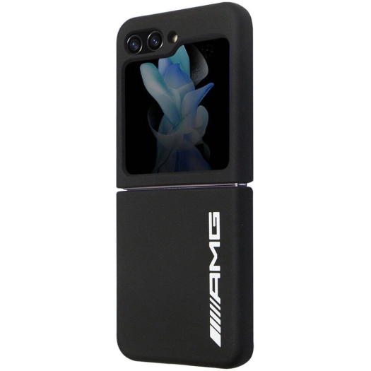 Samsung Galaxy Z Flip 5 Kılıf AMG Magsafe Şarj Özellikli Büyük Logo Dizayn Orjinal Lisanslı Kapak - Siyah