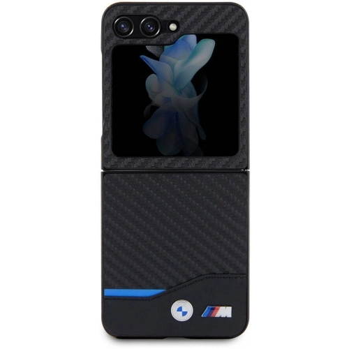 Galaxy Z Flip 5 Kılıf BMW Orjinal Lisanslı M Logolu PU Karbon Kapak - Siyah