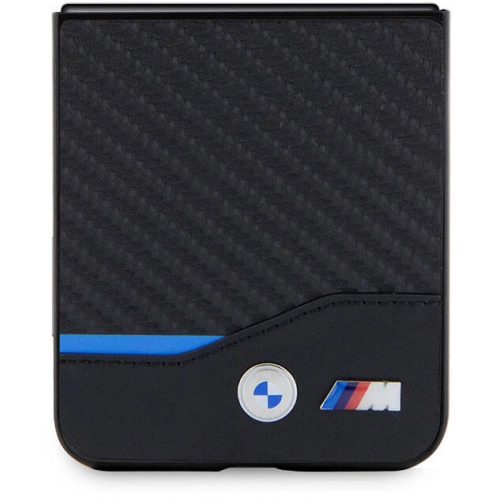 Samsung Galaxy Z Flip 5 Kılıf BMW Orjinal Lisanslı M Logolu PU Karbon Kapak - Siyah
