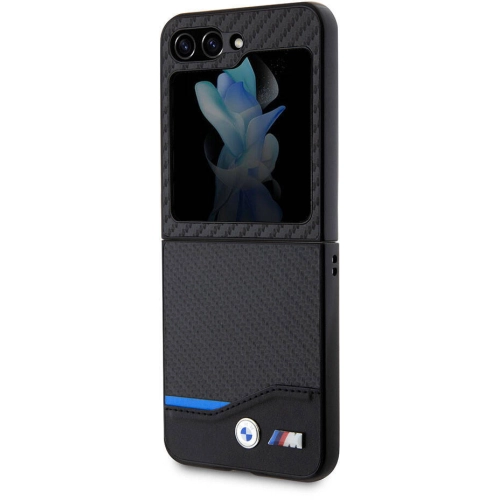 Samsung Galaxy Z Flip 5 Kılıf BMW Orjinal Lisanslı M Logolu PU Karbon Kapak - Siyah