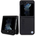 Galaxy Z Flip 5 Kılıf BMW Orjinal Lisanslı Sıcak Damga Logolu Deri Kapak - Siyah