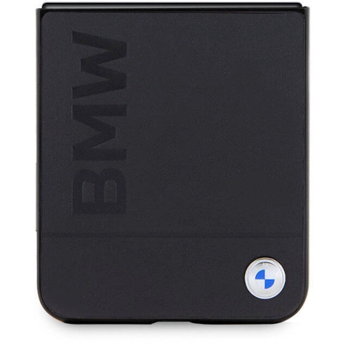 Samsung Galaxy Z Flip 5 Kılıf BMW Orjinal Lisanslı Sıcak Damga Logolu Deri Kapak - Siyah