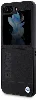 Samsung Galaxy Z Flip 5 Kılıf BMW Orjinal Lisanslı Sıcak Damga Logolu Deri Kapak - Siyah
