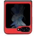 Galaxy Z Flip 5 Kılıf Ferrari Orjinal Lisanslı PU Deri Metal Logolu Multi Çizgili Kapak - Kırmızı