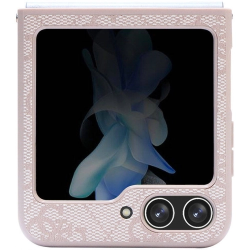 Galaxy Z Flip 5 Kılıf Guess Orjinal Lisanslı PU Deri Taşlı Üçgen Logo 4G Desenli Strass Kapak - Kahve