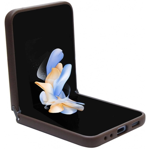 Galaxy Z Flip 5 Kılıf Guess Orjinal Lisanslı PU Deri Taşlı Üçgen Logo 4G Desenli Strass Kapak - Kahve