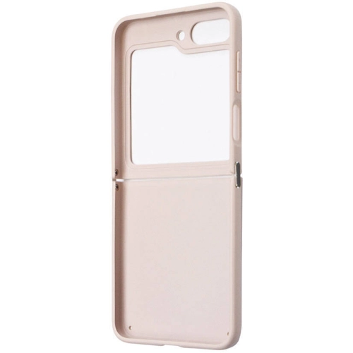 Galaxy Z Flip 5 Kılıf Guess Orjinal Lisanslı PU Deri Taşlı Üçgen Logo 4G Desenli Strass Kapak - Pembe