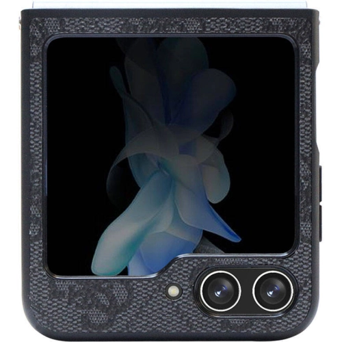 Galaxy Z Flip 5 Kılıf Guess Orjinal Lisanslı PU Deri Taşlı Üçgen Logo 4G Desenli Strass Kapak - Pembe