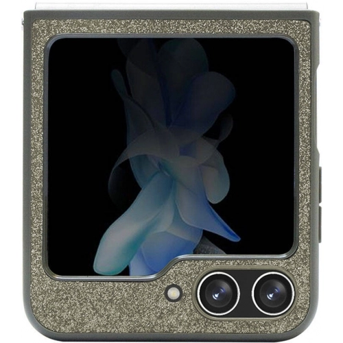 Galaxy Z Flip 5 Kılıf Guess Orjinal Lisanslı Yazı Logolu Glitter Flakes Kapak - Haki