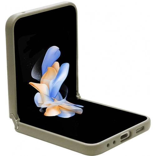 Galaxy Z Flip 5 Kılıf Guess Orjinal Lisanslı Yazı Logolu Glitter Flakes Kapak - Haki