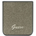 Galaxy Z Flip 5 Kılıf Guess Orjinal Lisanslı Yazı Logolu Glitter Flakes Kapak - Haki