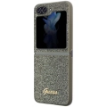 Galaxy Z Flip 5 Kılıf Guess Orjinal Lisanslı Yazı Logolu Glitter Flakes Kapak - Haki