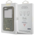 Galaxy Z Flip 5 Kılıf Guess Orjinal Lisanslı Yazı Logolu Glitter Flakes Kapak - Haki