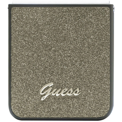 Galaxy Z Flip 5 Kılıf Guess Orjinal Lisanslı Yazı Logolu Glitter Flakes Kapak - Haki