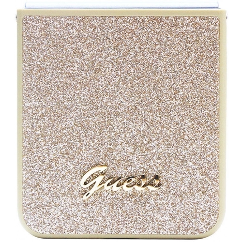 Galaxy Z Flip 5 Kılıf Guess Orjinal Lisanslı Yazı Logolu Glitter Script Kapak - Gold
