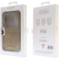 Galaxy Z Flip 5 Kılıf Guess Orjinal Lisanslı Yazı Logolu Glitter Script Kapak - Gold