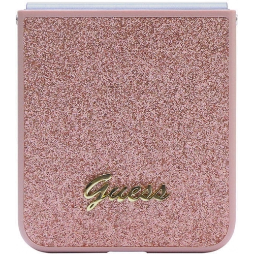 Galaxy Z Flip 5 Kılıf Guess Orjinal Lisanslı Yazı Logolu Glitter Script Kapak - Pembe