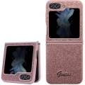 Galaxy Z Flip 5 Kılıf Guess Orjinal Lisanslı Yazı Logolu Glitter Script Kapak - Siyah