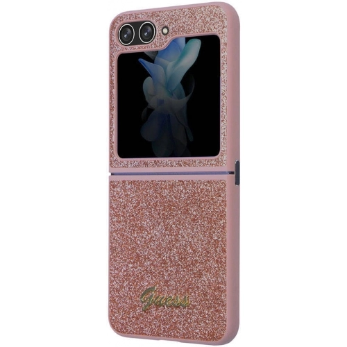 Galaxy Z Flip 5 Kılıf Guess Orjinal Lisanslı Yazı Logolu Glitter Script Kapak - Siyah