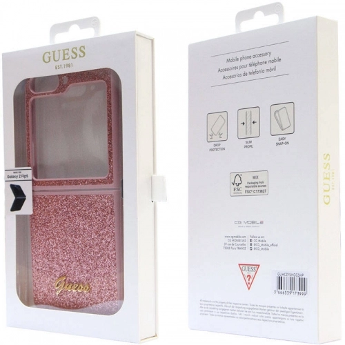 Galaxy Z Flip 5 Kılıf Guess Orjinal Lisanslı Yazı Logolu Glitter Script Kapak - Siyah