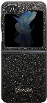 Galaxy Z Flip 5 Kılıf Guess Orjinal Lisanslı Yazı Logolu Glitter Script Kapak - Siyah
