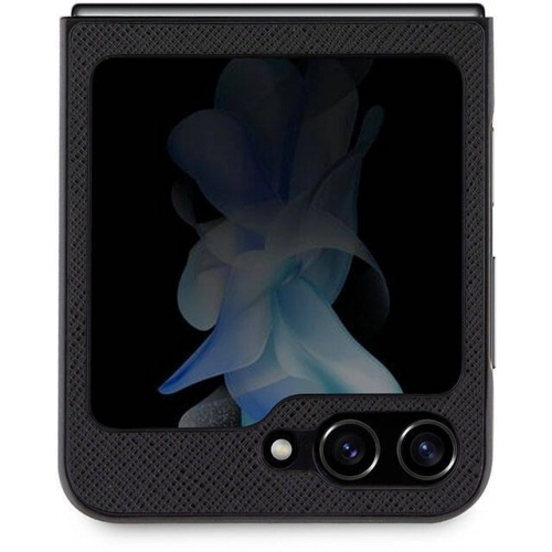 Galaxy Z Flip 5 Kılıf Karl Lagerfeld Orjinal Lisanslı K&C Metal Logolu Saffiano Kapak - Siyah