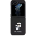 Galaxy Z Flip 5 Kılıf Karl Lagerfeld Orjinal Lisanslı K&C Metal Logolu Saffiano Kapak - Siyah