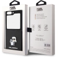 Galaxy Z Flip 5 Kılıf Karl Lagerfeld Orjinal Lisanslı K&C Metal Logolu Saffiano Kapak - Siyah