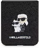 Samsung Galaxy Z Flip 5 Kılıf Karl Lagerfeld Orjinal Lisanslı K&C Metal Logolu Saffiano Kapak - Siyah