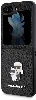 Samsung Galaxy Z Flip 5 Kılıf Karl Lagerfeld Orjinal Lisanslı K&C Metal Logolu Saffiano Kapak - Siyah