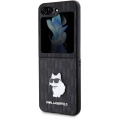 Samsung Galaxy Z Flip 5 Kılıf Karl Lagerfeld Orjinal Lisanslı KL Desenli Choupette İkonik Saffiano Kapak - Siyah
