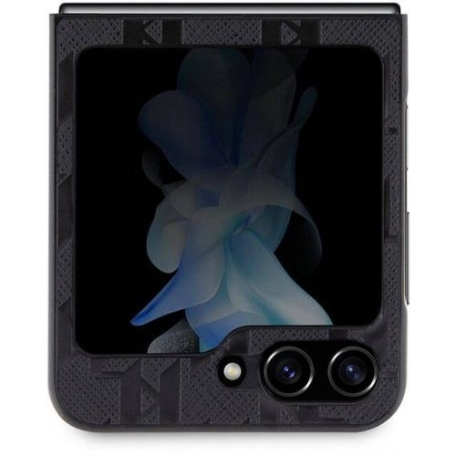 Galaxy Z Flip 5 Kılıf Karl Lagerfeld Orjinal Lisanslı KL Desenli Karl İkonik Saffiano Kapak - Siyah