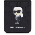 Galaxy Z Flip 5 Kılıf Karl Lagerfeld Orjinal Lisanslı KL Desenli Karl İkonik Saffiano Kapak - Siyah