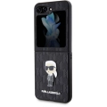 Galaxy Z Flip 5 Kılıf Karl Lagerfeld Orjinal Lisanslı KL Desenli Karl İkonik Saffiano Kapak - Siyah