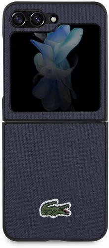 Galaxy Z Flip 5 Kılıf Lacoste Orjinal Lisanslı PU Pike Desenli Arka Yüzey İkonik Timsah Dokuma Logolu Kapak - Yeşil