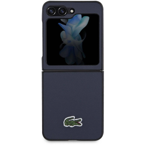 Galaxy Z Flip 5 Kılıf Lacoste Orjinal Lisanslı PU Pike Desenli Arka Yüzey İkonik Timsah Dokuma Logolu Kapak - Kırmızı