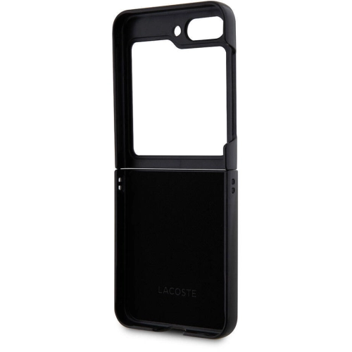 Galaxy Z Flip 5 Kılıf Lacoste Orjinal Lisanslı PU Pike Desenli Arka Yüzey İkonik Timsah Dokuma Logolu Kapak - Lacivert