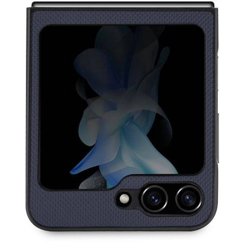 Galaxy Z Flip 5 Kılıf Lacoste Orjinal Lisanslı PU Pike Desenli Arka Yüzey İkonik Timsah Dokuma Logolu Kapak - Lacivert