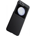 Galaxy Z Flip 5 Kılıf Magsafe Özellikli Karbon Fiber Benks Essential ArmorAir 600D Kevlar Kapak - Siyah