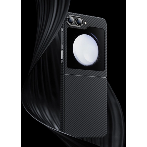 Galaxy Z Flip 5 Kılıf Magsafe Özellikli Karbon Fiber Benks Essential ArmorAir 600D Kevlar Kapak - Siyah