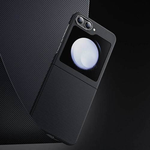 Galaxy Z Flip 5 Kılıf Magsafe Özellikli Karbon Fiber Benks Essential ArmorAir 600D Kevlar Kapak - Siyah