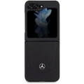 Galaxy Z Flip 5 Kılıf Mercedes Benz Orjinal Lisanslı Metal Yıldız Logolu Urban Deri Kapak - Siyah