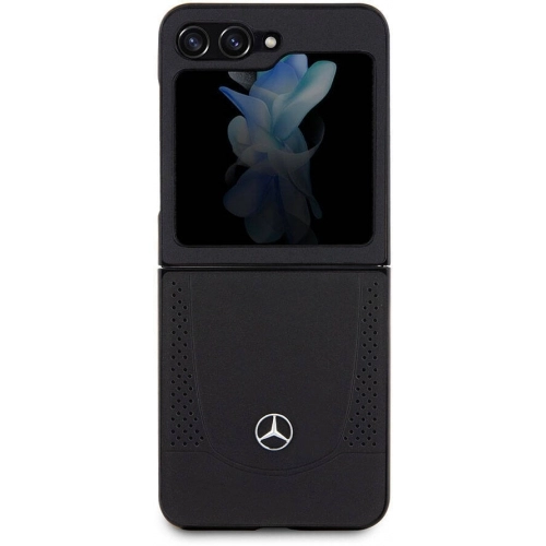 Galaxy Z Flip 5 Kılıf Mercedes Benz Orjinal Lisanslı Metal Yıldız Logolu Urban Deri Kapak - Siyah