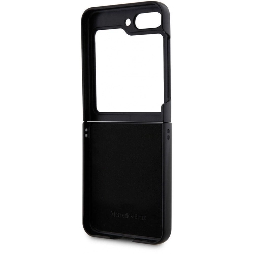 Galaxy Z Flip 5 Kılıf Mercedes Benz Orjinal Lisanslı Metal Yıldız Logolu Urban Deri Kapak - Siyah