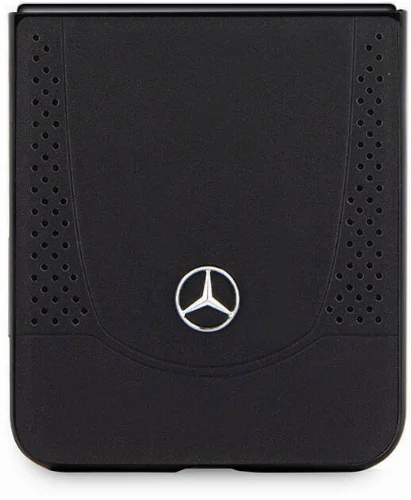 Samsung Galaxy Z Flip 5 Kılıf Mercedes Benz Orjinal Lisanslı Metal Yıldız Logolu Urban Deri Kapak - Siyah