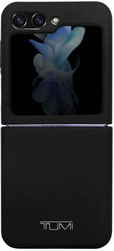 Galaxy Z Flip 5 Kılıf TUMI Liquid Silikon Metal Logo Dizayn Orjinal Lisanslı Kapak - Siyah