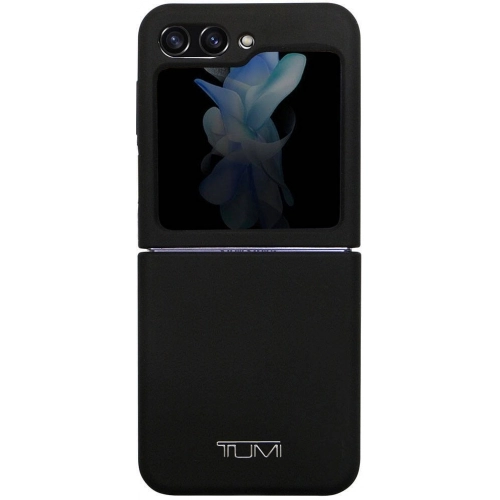 Galaxy Z Flip 5 Kılıf TUMI Liquid Silikon Metal Logo Dizayn Orjinal Lisanslı Kapak - Siyah