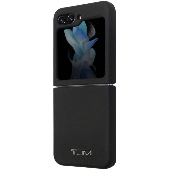 Samsung Galaxy Z Flip 5 Kılıf TUMI Liquid Silikon Metal Logo Dizayn Orjinal Lisanslı Kapak - Siyah